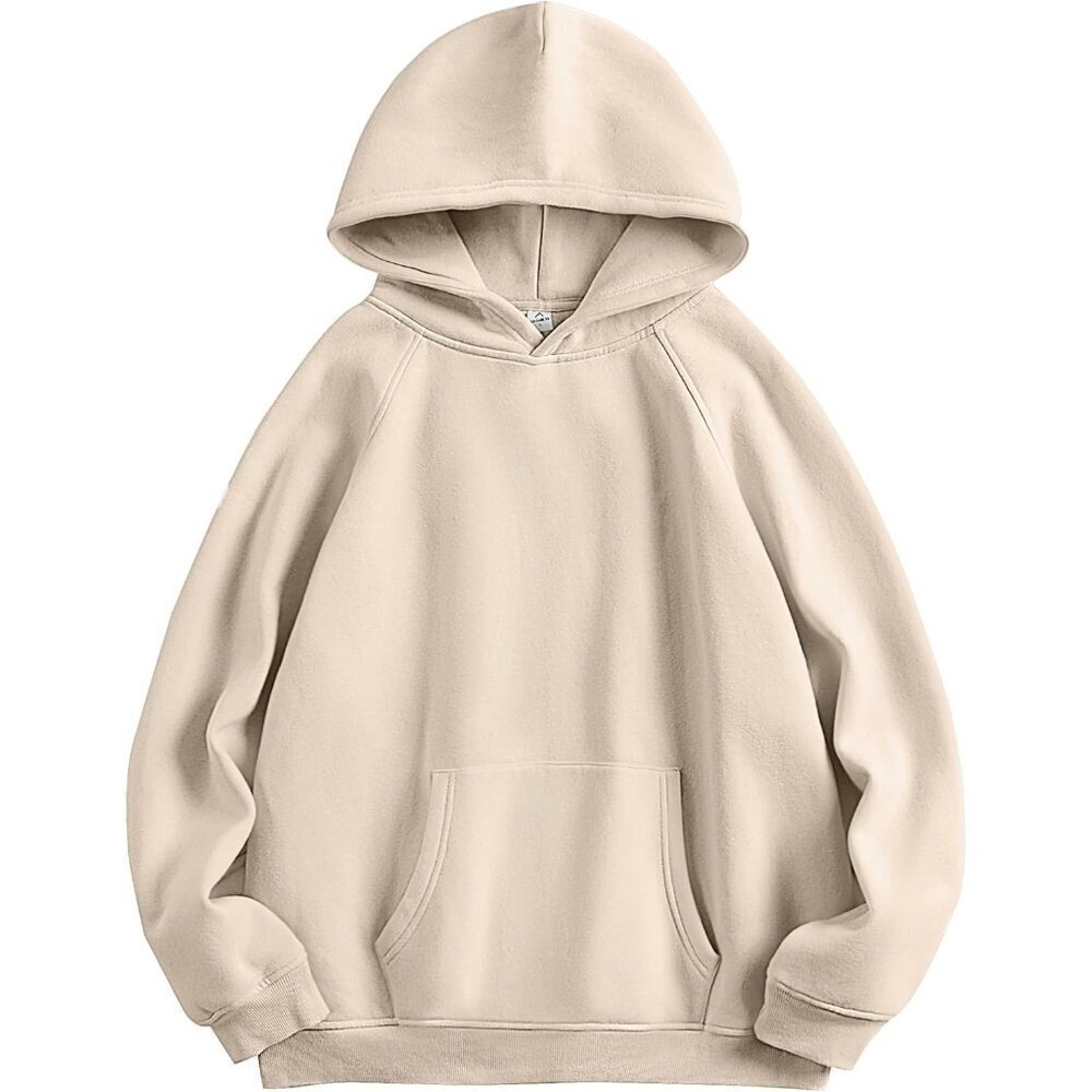 Women Apricot 2 Hoodies Oversized Fleece Long Sleeve Comfy Casual Sweatshirts